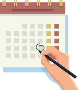 illustration of a hand circling a date on a calendar