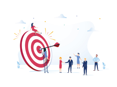vector illustration of a target being hit
