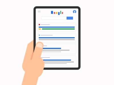 tablet SERP drawing of a generic google results page on a tablet