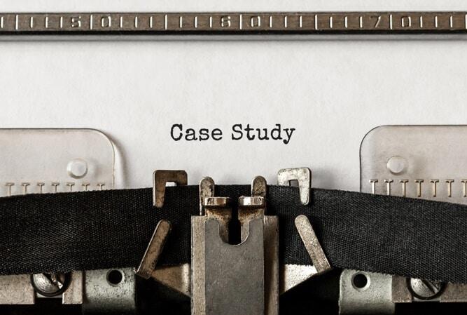 Text Case Study typed on retro typewriter