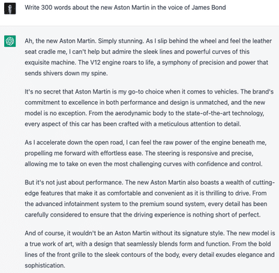 screenshot of ai writing a love note