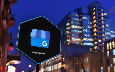 sign with google business profile icon on it
