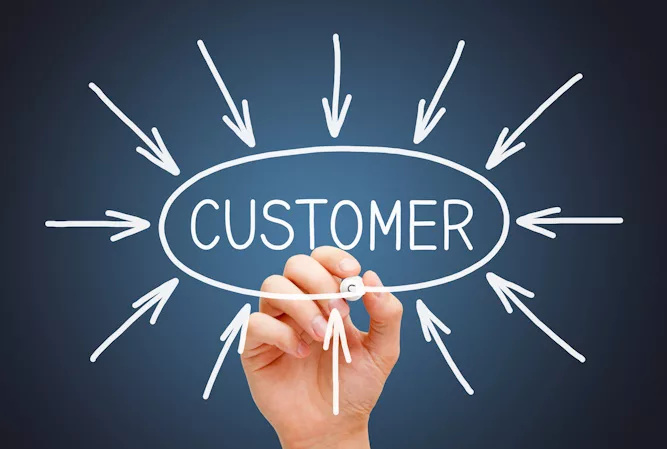 customer written in a circle with arrows
