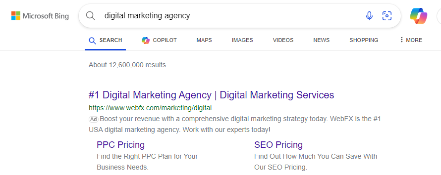 bing paid ad