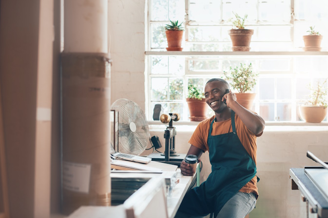 business owner on a call