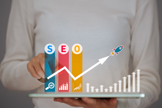 SEO graphics over tablet